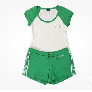 SOLD Vintage Le Tigre 2pc Green White Tiger Logo Y2K Athletic Lounge Set M
